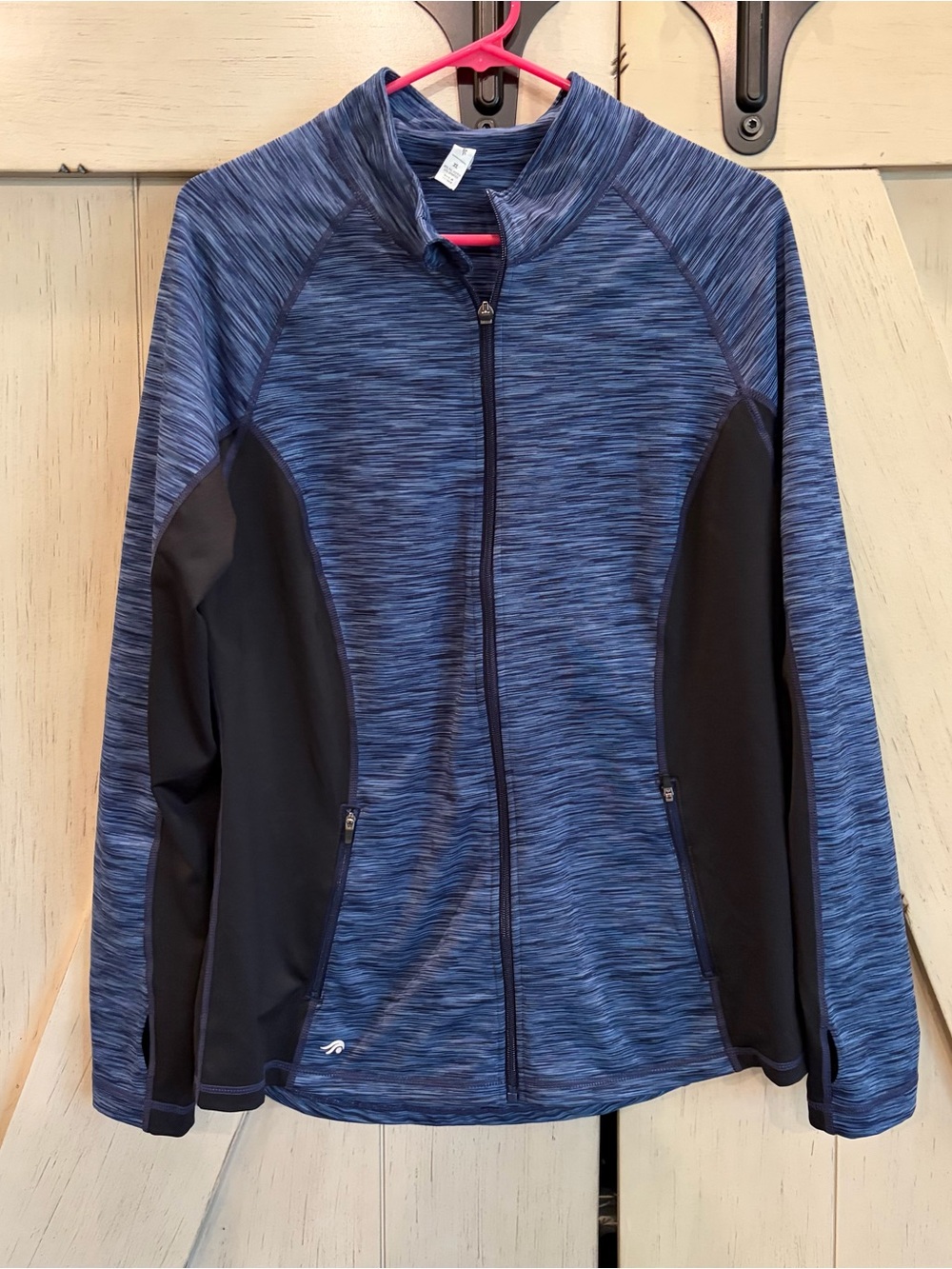 Ideology Blue Heather Full-Zip Utility Jacket with Black Panels Size XL